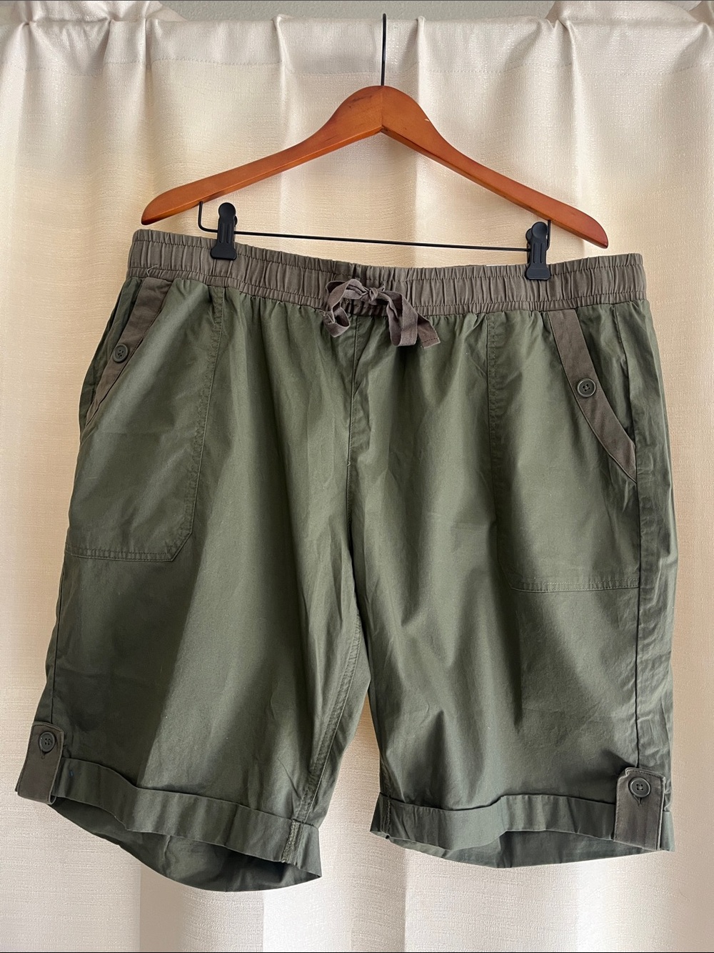 Women's Lane Bryant Olive Green Drawstring Bermudas Shorts